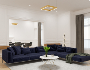 square gold living room light